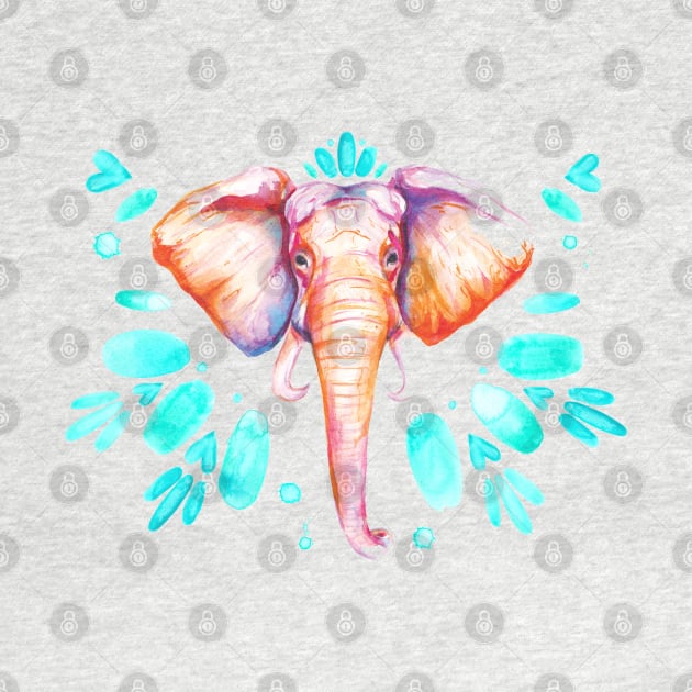 Bright Watercolor Elephant by aterkaderk